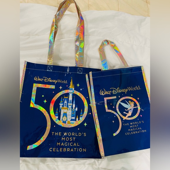 Walt Disney World Resort 50th Anniversary Reusable Tote Bag- set of 2 - Picture 1 of 9